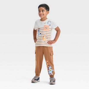 Toddler Boys' 2pc Bluey Pocket T-Shirt & Cargo Pants Set - Brown - 1 of 4