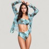Anna-Kaci Swim Women's Three-Piece Swimsuit Set with Strapless Bandeau Top High Waist Bottoms and Sheer Long Sleeve Cover Up - 2 of 4