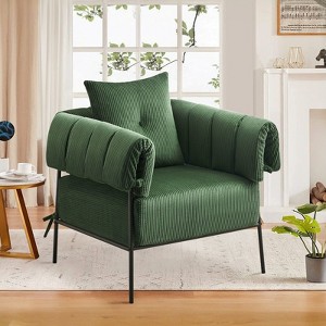 Furniliving Chair And A Half, Comfy Sofa Chair with Pillow Lounge Reading Chair with Metal Frame Upholstered Soft Cushion, Corduroy - 1 of 4