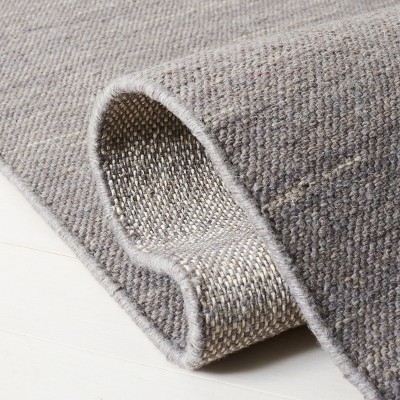 Handmade Light Grey Wool 5' x 8' Flat Woven Area Rug