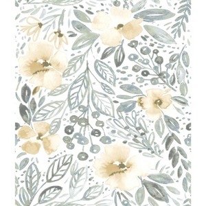 RoomMates Clara Jean April Showers Peel and Stick Wallpaper Yellow: Removable Vinyl, Self-Adhesive, Smooth Finish, 28 Sq Ft Coverage - 1 of 4