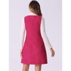 Allegra K Women's Tweed Sleeveless Square Neck Button Up A-Line Pinafore Overall Dress - 3 of 4