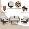 SKRAN 4-Piece Garden Furniture, Patio Seating Set, PE Rattan Outdoor Sofa Set, Wood Table and Legs - 4 of 4