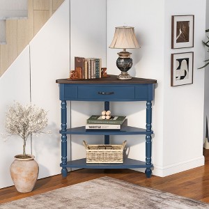 Okak Corner Cabinet, Bufft Cabinet with 2 Drawers and 2 Shelves, Storage Cabinet for Living Room, Dining Room, Kitchen, Navy Blue - 1 of 4