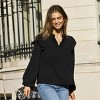 Women's Black Ruffled Shoulder Puff Sleeve Blouse - Cupshe - 3 of 4