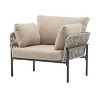 CAVINAS 1PC Outdoor Rattan Patio Chairs with Powder Coated Iron Frame & Cushions,Comfy Lounge Chair for Garden,Backyard,Balcony,Gray - 3 of 4