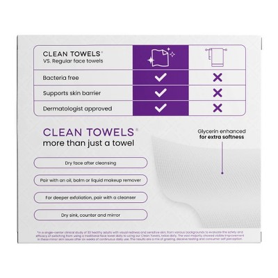 Clean Skin Club Healthy Aging Towels - XL - 10ct: Basic Cleansing, Alcohol-Free, For Combination & Sensitive Skin, Facial Cleansing Wipes