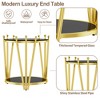 Dolonm Modern Luxury Gold End Table for Living Room, Round 8mm Black Tempered Glass Sofa Side Table - 3 of 4