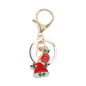 Unique Bargains Christmas Keychain Double Ring Lobster Clasp Zinc Alloy Multi-colored 3.15" 1 Pc - 1 of 4
