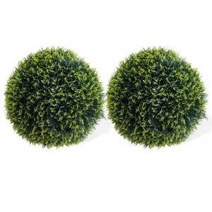 2PCS Artificial Plant Cedar Topiary Balls ,Topiary Ball Garden Spheres Decorative Balls for Outdoor Patio Garden,Indoor,Wedding,Festival Decoration - 1 of 4