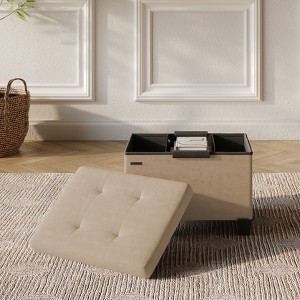 StorageBud Storage Ottoman for Bedroom End of Bed, Velvet Storage Bench, Large Storage Ottoman Bench, Entryway Bench with Storage - 1 of 4