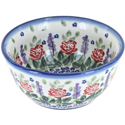 Blue Rose Polish Pottery Roses Are Red Dessert Bowl