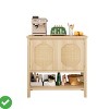 35.5 Inch Rattan Entryway Console Table Slim Sofa Side Table with Storage Cabinet & Open Shelf - 2 of 4