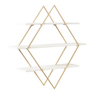 Kate & Laurel All Things Decor 31"x7"x31" Daxton Wood and Metal Wall Shelf White: Modern Luxury Shelving, Includes Mounting Hardware - 1 of 4