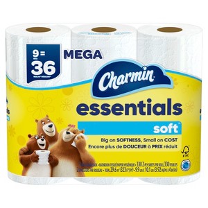 Charmin Essentials Soft Toilet Paper 9 Mega Rolls, 330 sheets per roll - 1 of 1