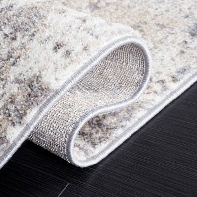 Opal Ivory and Grey Synthetic Runner Rug, 2'3" x 9'