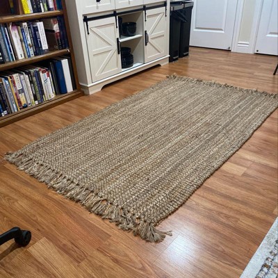 Para Hand Woven Chunky Jute With Fringe Area Rug - Jonathan Y : Target