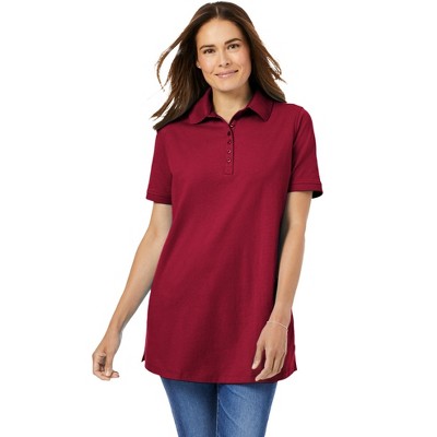 Woman Within Plus Size Perfect Short-Sleeve Polo Shirt