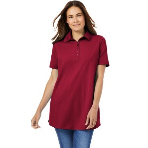 Woman Within Women's Plus Size Perfect Short-Sleeve Polo Shirt - 1 of 4