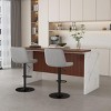 Modern Black Kitchen Island Dining Table with LED Lights and 2 Brown Bar Stools, Faux Marble Counter Height Set for Eat-in Kitchen-3irtyhousy - 2 of 4