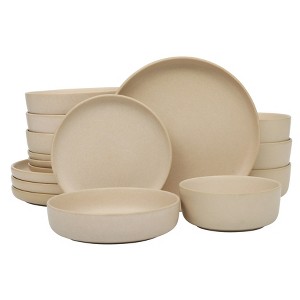 Gibson Soho Lounge Pasco 16 Piece (Service for 4) Plates and Bowls Double Bowl Reactive Glaze Dishes Stoneware Ceramic Dinnerware Set - 1 of 4