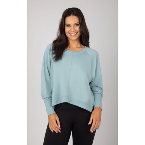 Yogalicious Womens Terry Brushed Hi Low Sweatshirt Tourmaline Small