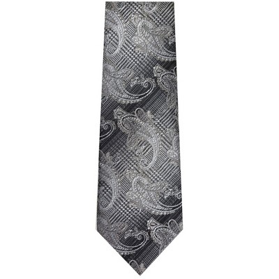 TheDapperTie Men's Black And White Paisley Necktie with Hanky