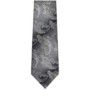 TheDapperTie Men's Black And White Paisley Necktie with Hanky - 1 of 3