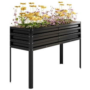 Orieon Galvanized Raised Garden Bed with Legs, 50" × 17" × 32" Elevated Planter Box with Self-Watering System – Heavy-Duty Metal Raised Beds - 1 of 4