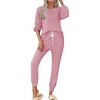 Ekouaer Womens Pajamas Set Ribbed Knit Long Sleeve Pullover Top Jogger Pants Set 2 Piece Lounge Set Sleepwear Tracksuit - 4 of 4