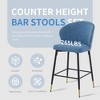 SKRAN Counter Height Bar Stools Set of 2, Jacquard Upholstered Bar Chairs, Metal Footrest and Frame for Kitchen,Dining Room,28" H Seat Height, Blue - 4 of 4