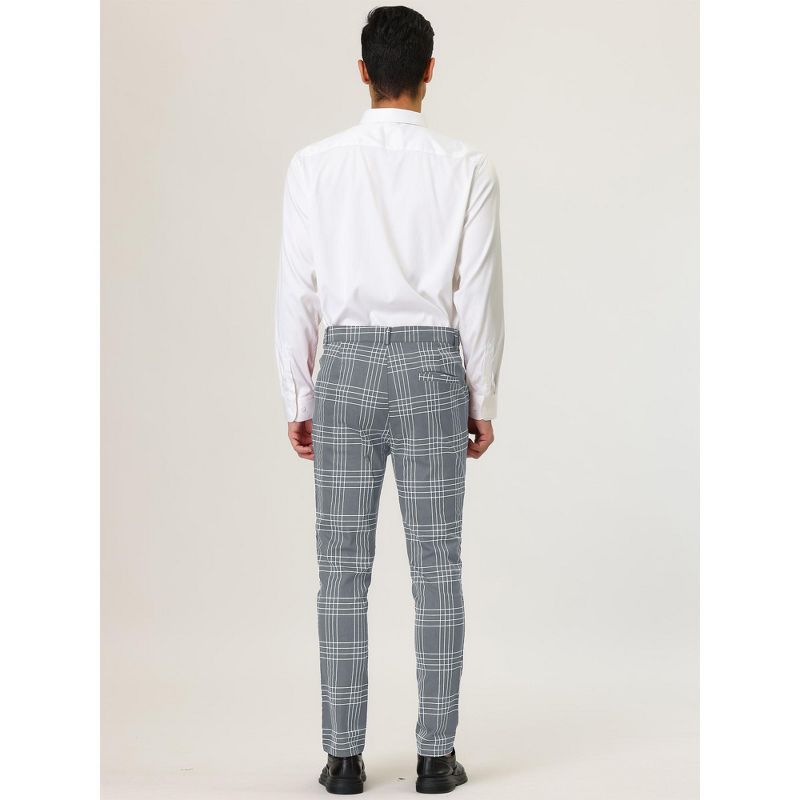Lars Amadeus Men's Dress Plaid Formal Slim Fit Printed Business Checked Trousers, 5 of 7