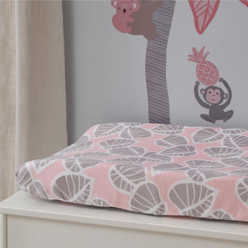 Lambs & Ivy Calypso Pink/Taupe Leaf Print Baby Changing Pad Cover, 2 of 4