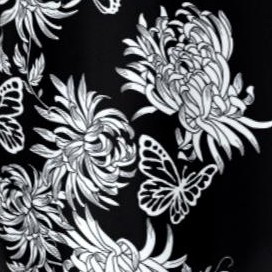 black chrysanthemum print