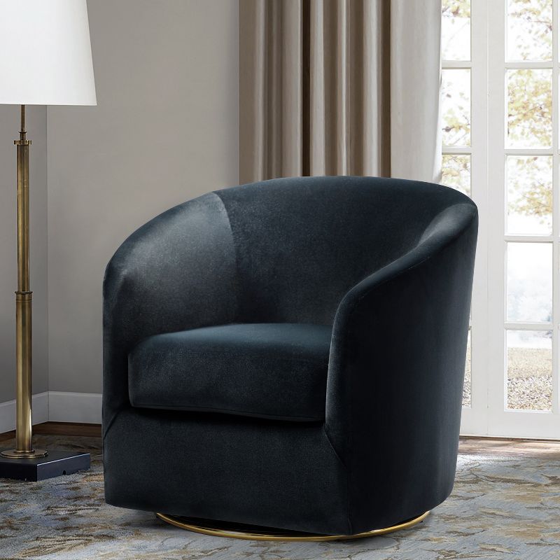 Amarante Comfy Velvet Swivel Chair for Bedroom with Metal Base | Karat Home-TEAL, 2 of 11