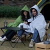 VEVOR Camping Blanket, Large Warm Wearable Stadium Blanket, Waterproof & Windproof, Polyester Fleece, Flame Retardant, 79" x 59", Light Grey - 2 of 4