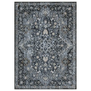 Coolmee Washable Runner Rug with Non Slip Backing Low Pile Soft Floor Mat for Entryway Bedroom Laundry Room Bathroom Living Room Black - 1 of 4