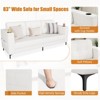 84-Inch Teddy Fleece Sofa with Storage Armrests, Cup Holders & Side Pockets – Comfy Small Couch for Living Room or Apartment, White - 3 of 4