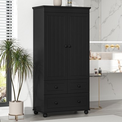 62.7" Tall Storage Cabinet with Three Drawers, Freestanding Floor Storage Cabinet for Bathroom/Office