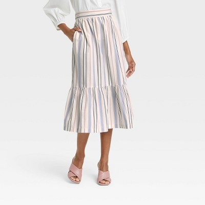 Women's Tiered Midi A-Line Skirt - A New Day™