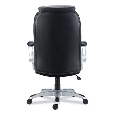 Black Adjustable Leather Task Chair with Quilted Back