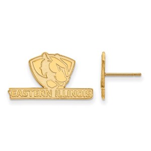 Black Bow Jewelry 10k Yellow Gold Eastern Illinois Panthers NCAA Post Earrings - 1 of 3