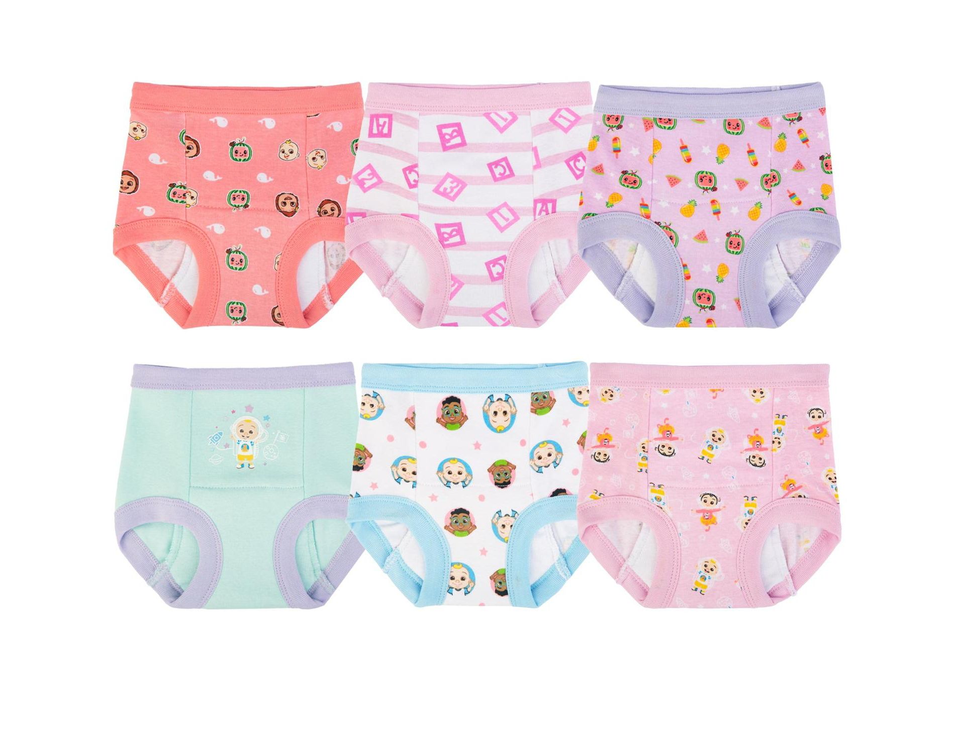 CoComelon Toddler Girls 6-Pack Training Pants – Cotton Potty Training Underwear with Bonus Sticker Chart