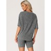 cheibear Women's Tracksuit Short Sleeves Top with Shorts Ribbed Knit Soft Pajama Sets - 3 of 4