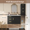 KWPZQEB Wall Mounted Floating Cabinet with Ceramic Sink & Side Cabinet Combo, Rectangular Vanity W/ Drawers & Door, Storage Cabinet for Bathroom - 3 of 4
