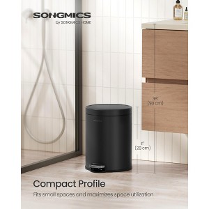 1.6 Gallon Bathroom Trash Can, Small Stainless Steel Garbage Bin with Soft-Close Lid & Pedal, Inner Bucket for Toilet Bedroom - 1 of 4