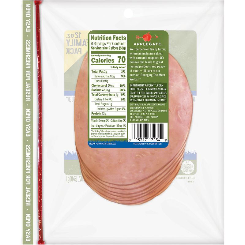 Applegate Natural Black Forest Uncured Ham Slices - 12oz, 3 of 6