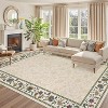 Area Rugs for Living Room Washable Vintage Floral Print Large Bedroom Rugs Indoor Modern Geometric Bordered Rug - 2 of 4