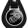 Marines USMC White On Black Eagle Globe Anchor Logo Officially Licensed Black Leather Keychain - 3 of 4