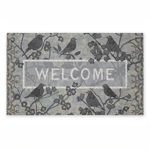 Stupell Industries Black Birds Welcome Printed Outdoor Door Mat, design by Tim Coffey, 18"x30" - 1 of 4